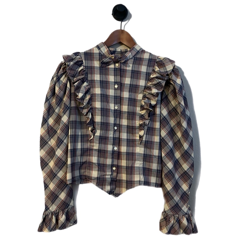 Vintage Hansworth Ruffled Prairie Blouse Western Womans Show Shirt Boho Retro